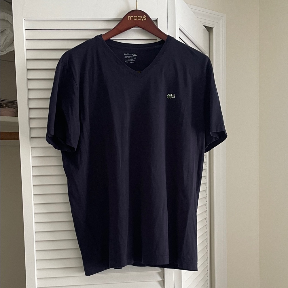 Lacoste Men's Dark Blue V-Neck Tee